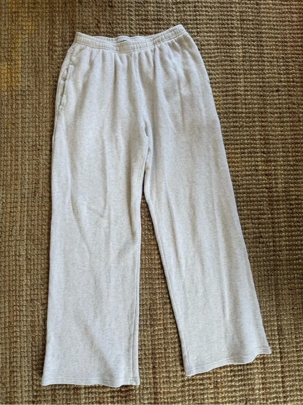 Brandy Melville Cream Waffle-Knit Lounge Pants
